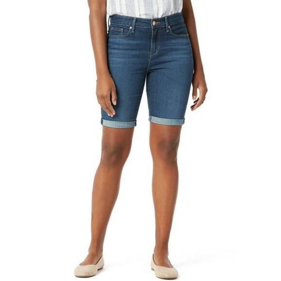 Levi's mid‎ rise 9 inch Bermuda blue denim mid wash shorts plus size 20W new!!! - Picture 1 of 11